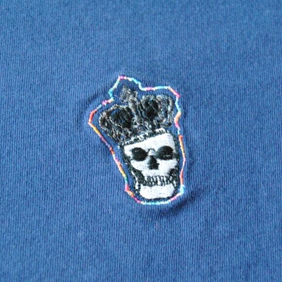 Robert Graham Medium Blue Short Sleeve Shirt w/ Small Skull Logo - Picture 4 of 7